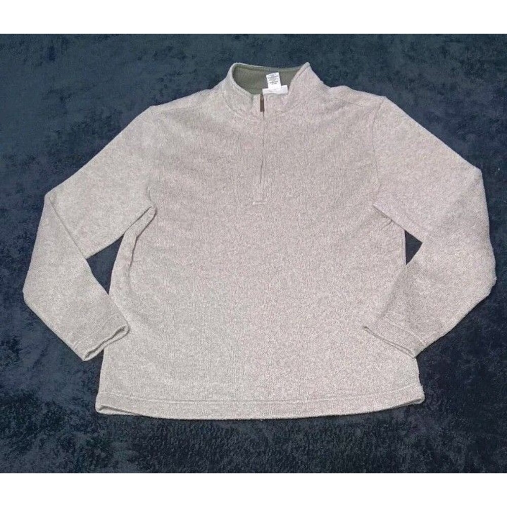 Aspen Quarter Zip Mock Neck Sweater Pullover Jacket Womens L Heather Gray Preppy